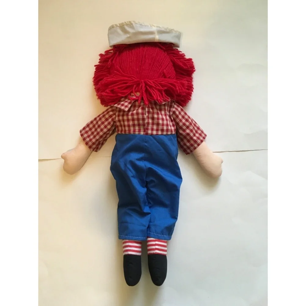 Hasbro Cloth Raggedy-Style Doll with Red Yarn Hair and Blue Pants